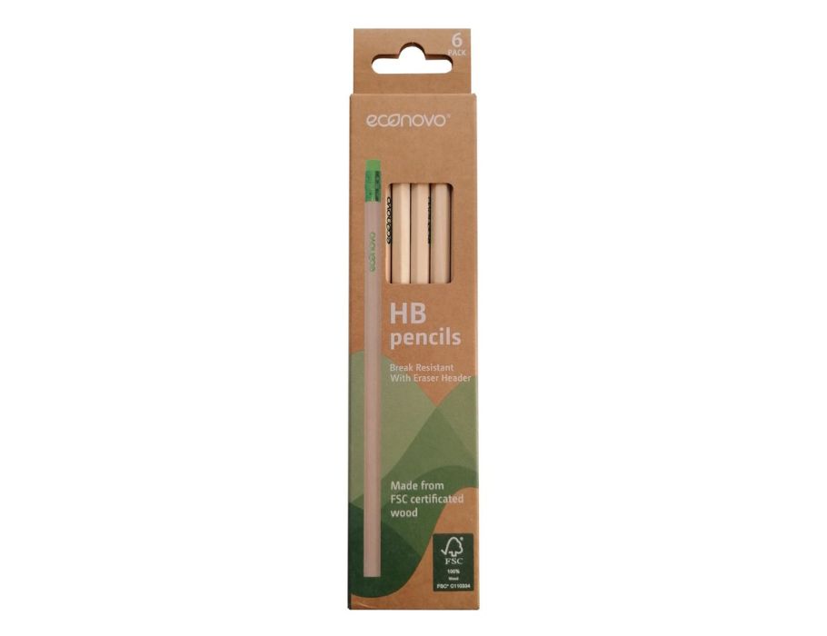 Econovo - potloden HB 6 stuks met gum