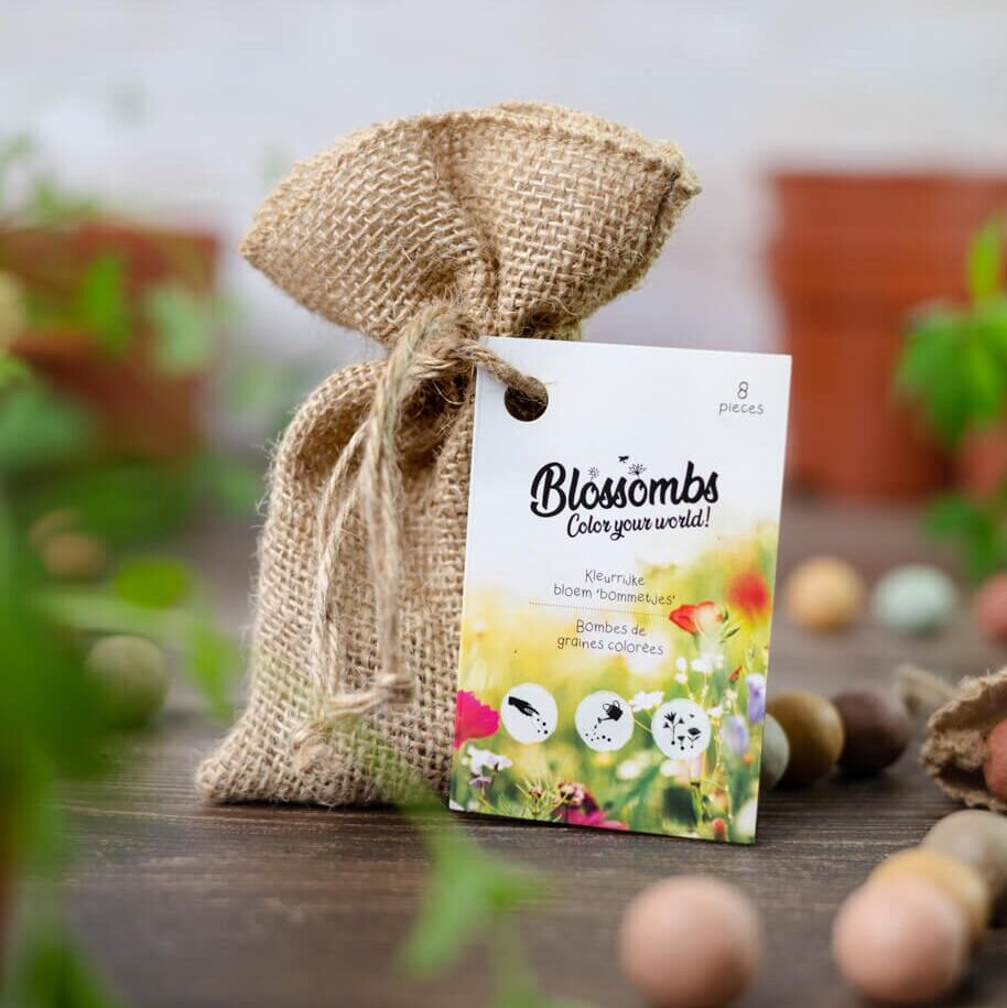 Blossombs - jute cadeauzakje (8 stuks)