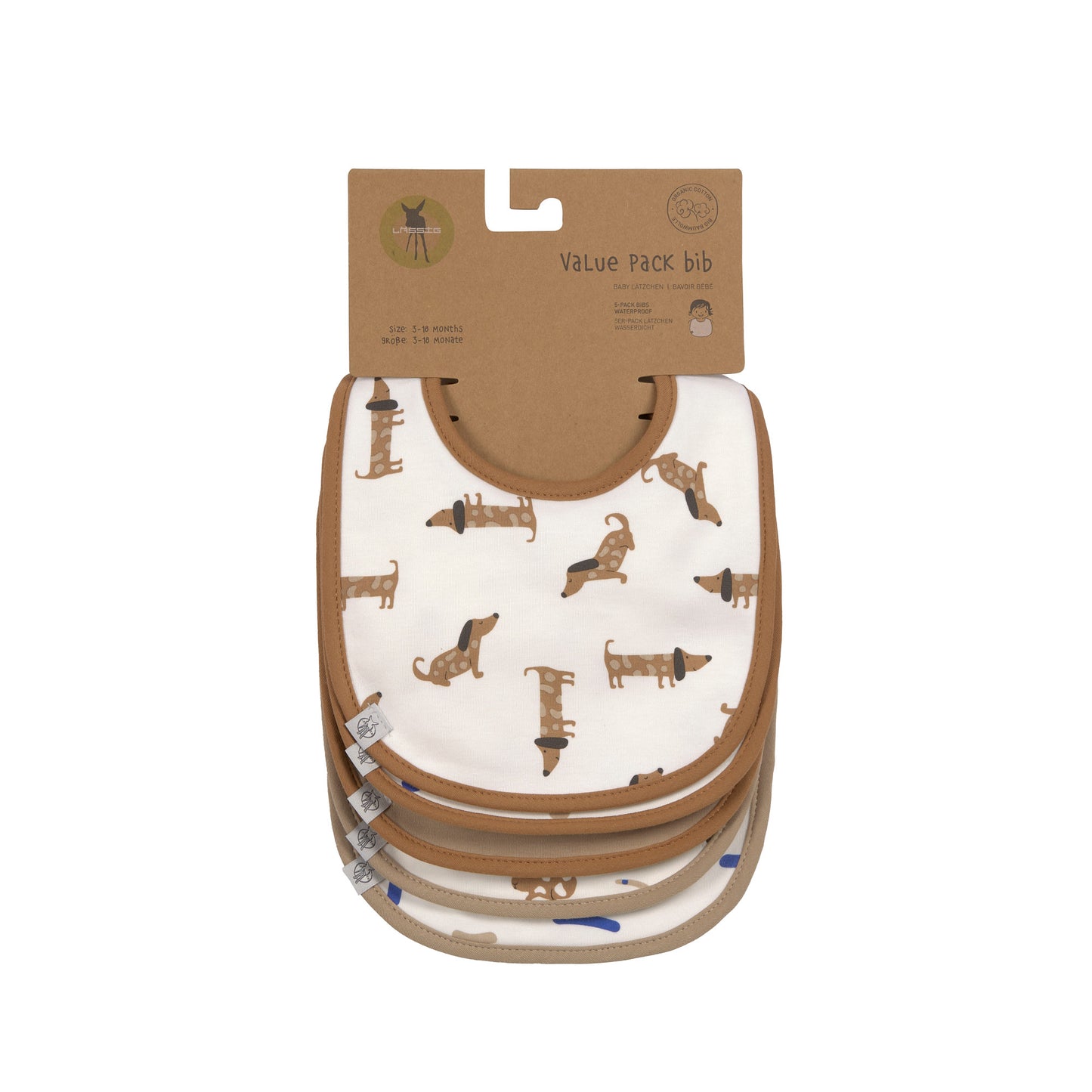 Lässig - value pack slabbetjes - 5 stuks - Little Mateys royal bleu - 3 tot 18 maanden