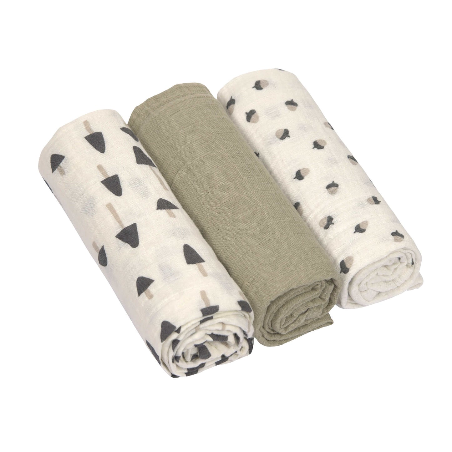 Lässig - swaddle en burp blanket L - little forest olive - 3 stuks