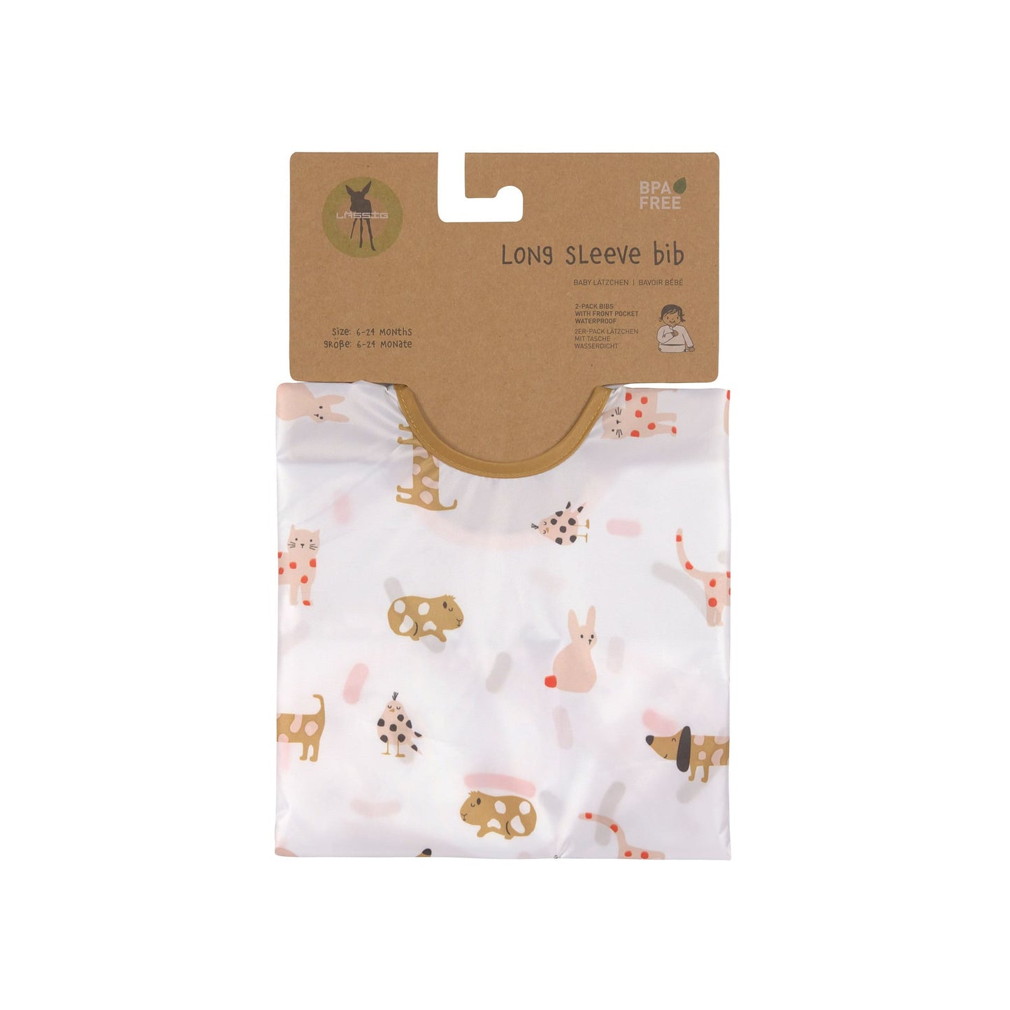 Lässig - slabbetje lange mouwen - 2 stuks - little mateys spicy orange - 6 tot 24 maanden