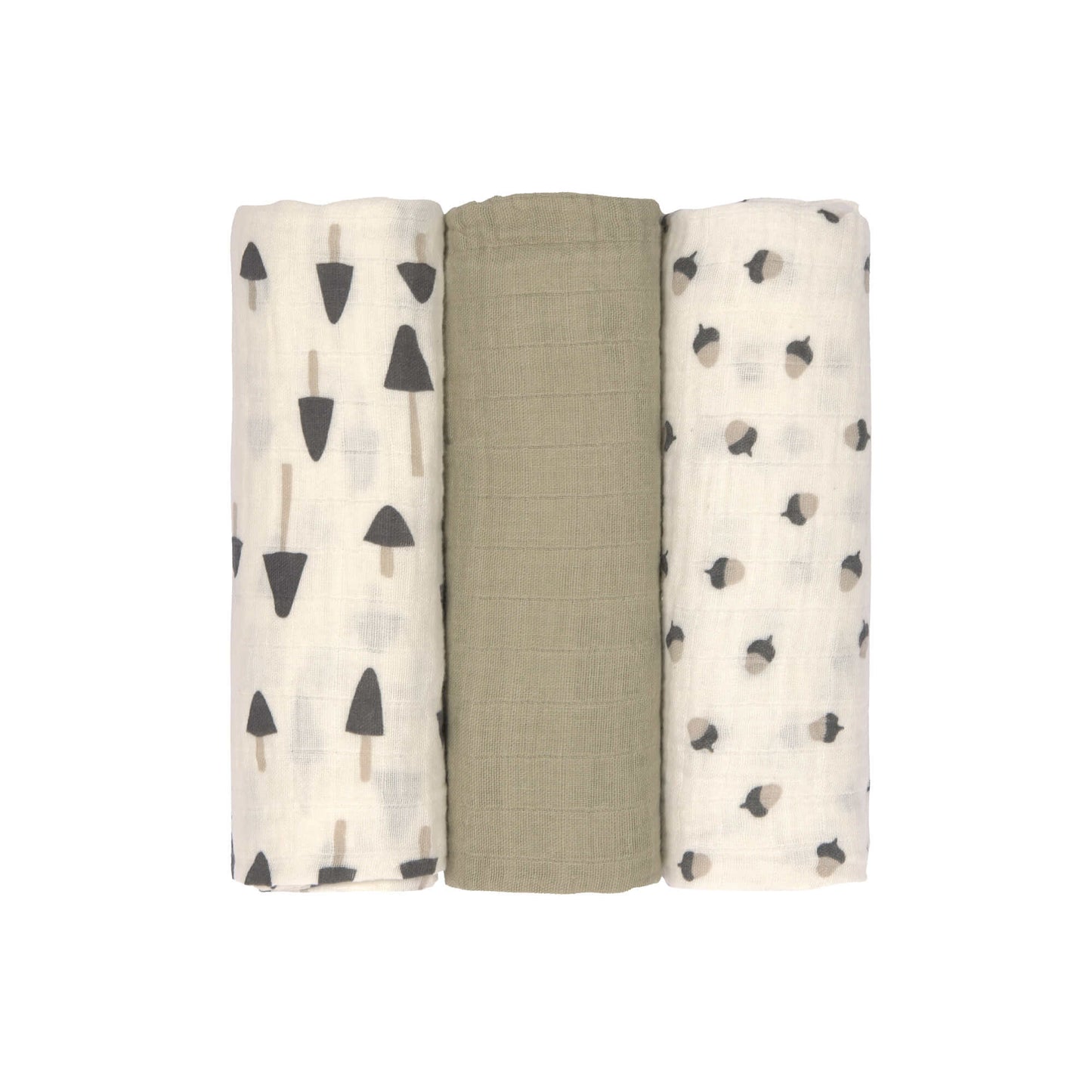 Lässig - swaddle en burp blanket L - little forest olive - 3 stuks