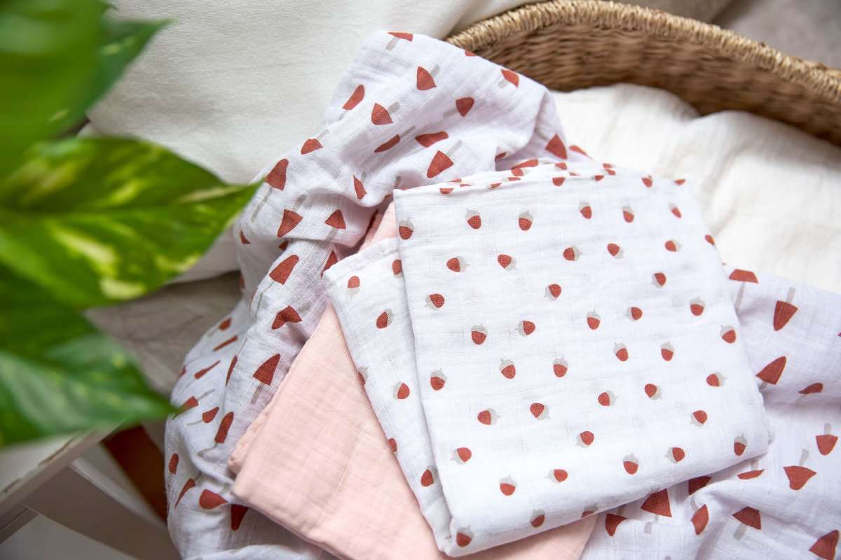 Lässig - swaddle en burp blanket L - powder pink - 3 stuks