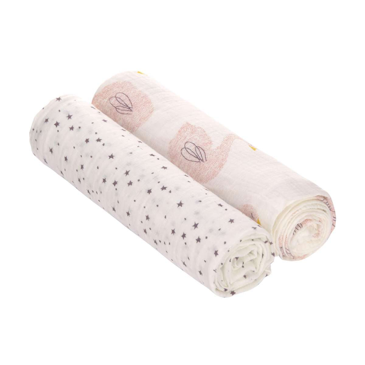 Lässig - heavenly soft swaddle XL swan - 2 stuks