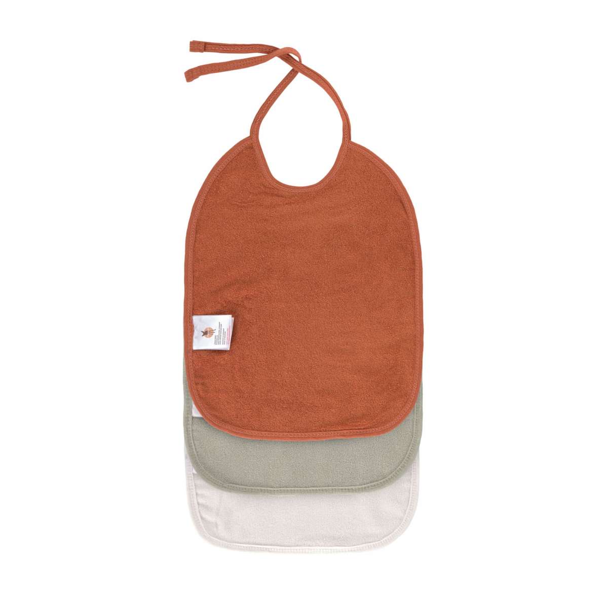 Lässig - medium slabbetje/spuugdoekje - 3 stuks - rust/olive/milky - 6 tot 24 maanden