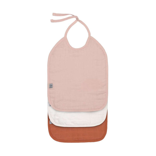 Lässig - medium slabbetje/spuugdoekje - 3 stuks - powder pink/milky/rust - 6 tot 24 maanden