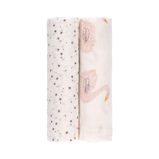 Lässig - heavenly soft swaddle XL swan - 2 stuks